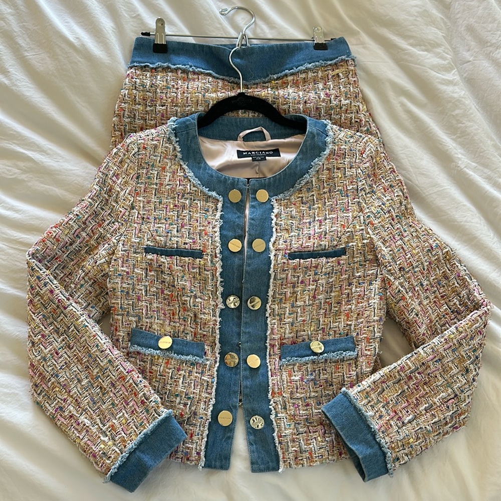 Marciano Multicolor Tweed & Denim Matching Set